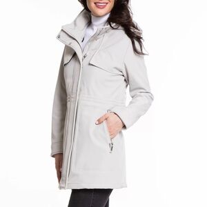 Women’s Nine West hooded anorak softshell jacket light gray XL